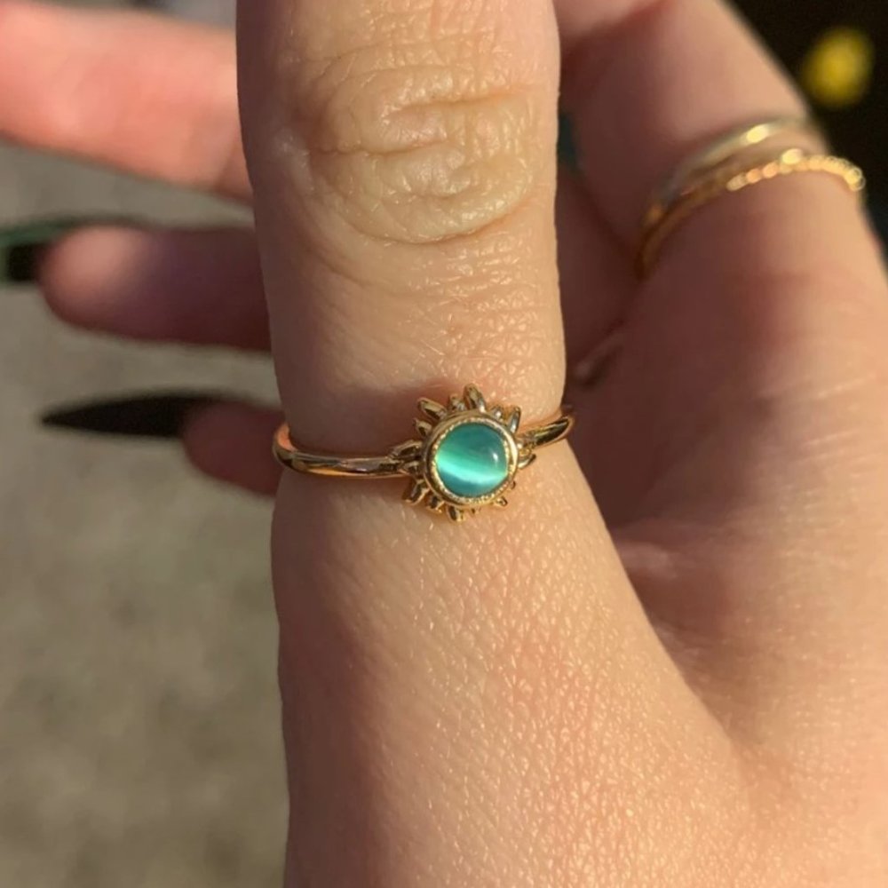* NEW Vintage Opal Stainless Steel Sun open rings - Picture 4 of 5